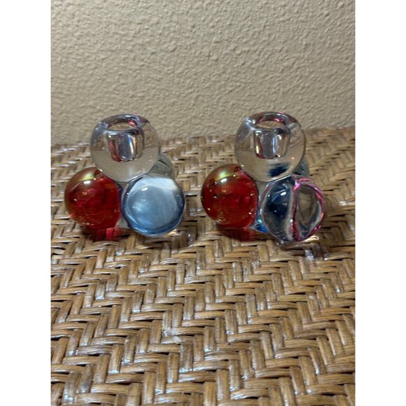 Westmoreland Glass Della Robbia Candleholder Vintage Rose Clear  Ball Stack Set - Picture 3 of 8